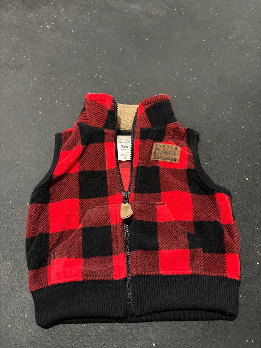 Carter's Red & Black Buffalo Plaid Fleece Vest